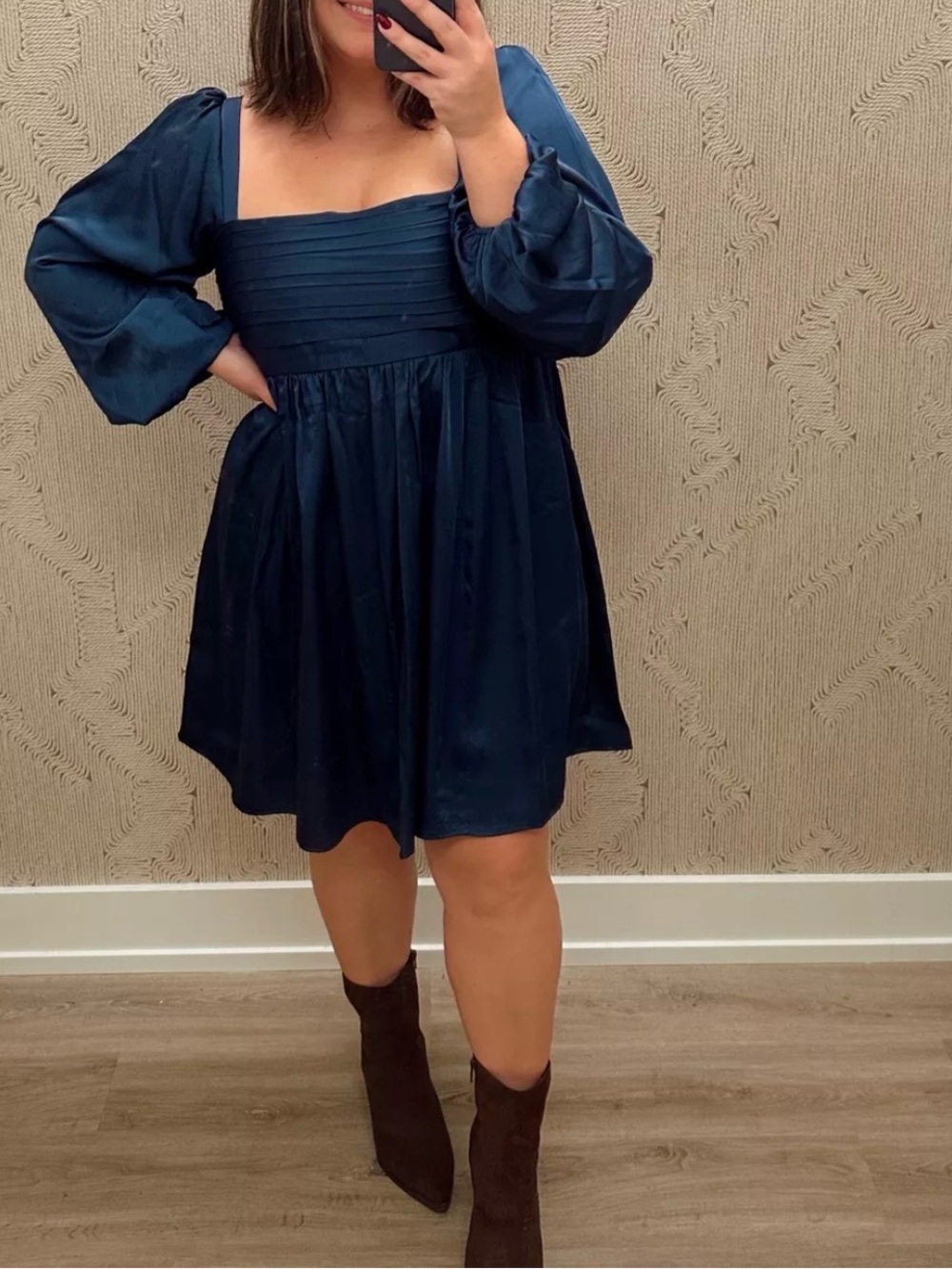Abercrombie & Fitch Square Neck Puff Sleeve baby doll Mini Dress size small